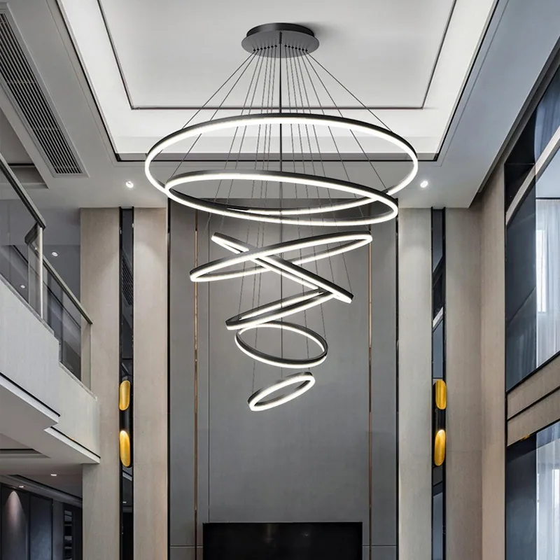 Modern Minimalist Ring Chandelier — Duplex, Villa & Living Room — view 4