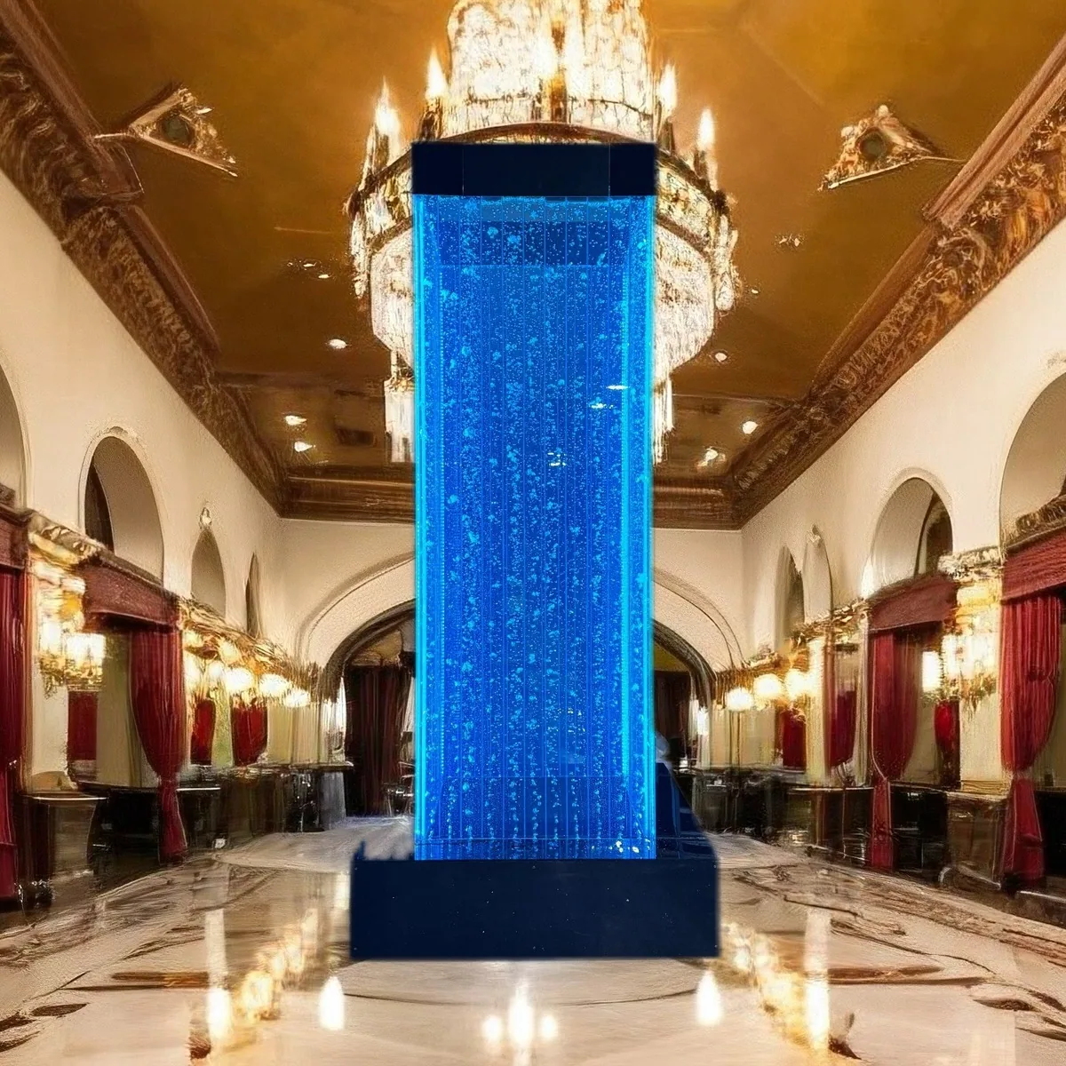 Illuminated Water Column Feature — Lobby Column Cladding — view 7