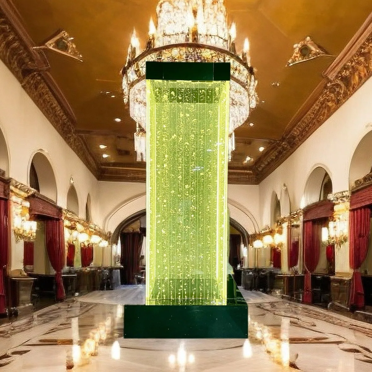 Illuminated Water Column Feature — Lobby Column Cladding — view 3