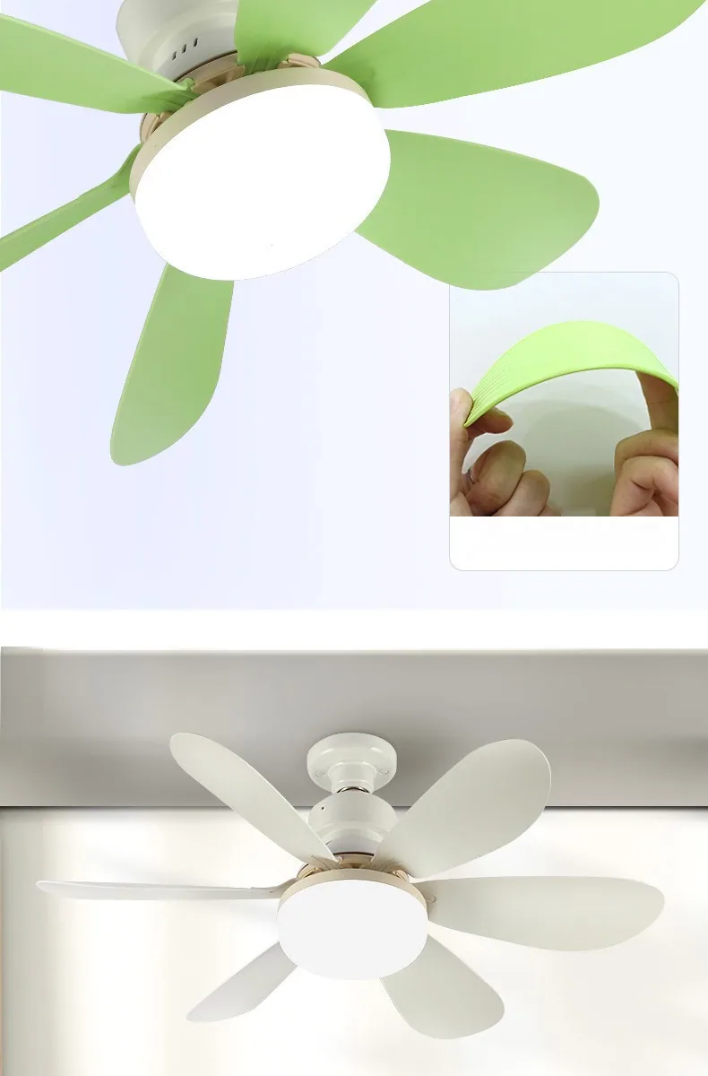 Modern Minimalist Remote-Controlled Ceiling Fan Light — Bedroom — view 7