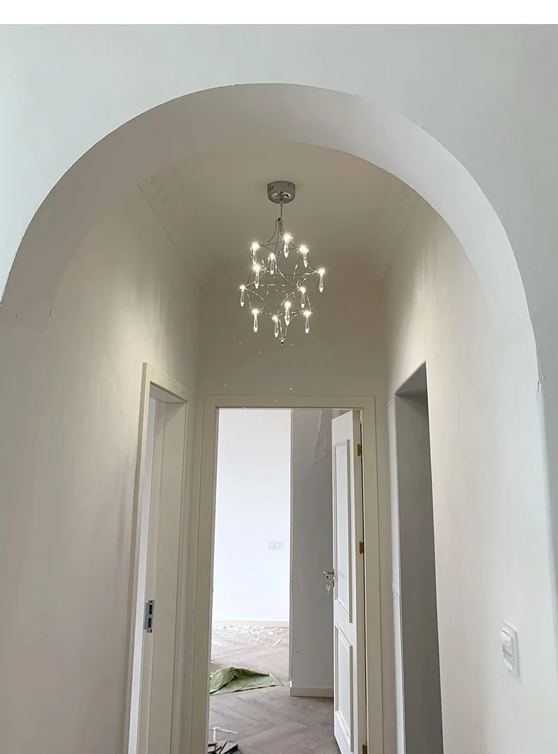 Modern Minimalist Crystal Chandelier — Duplex, Stairwell & Living Room (Model 8868) — view 9