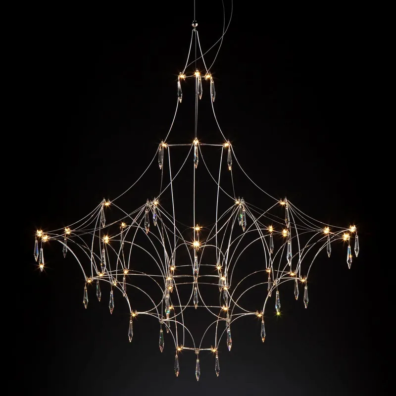 Modern Minimalist Crystal Chandelier — Duplex, Stairwell & Living Room (Model 8868) — view 1