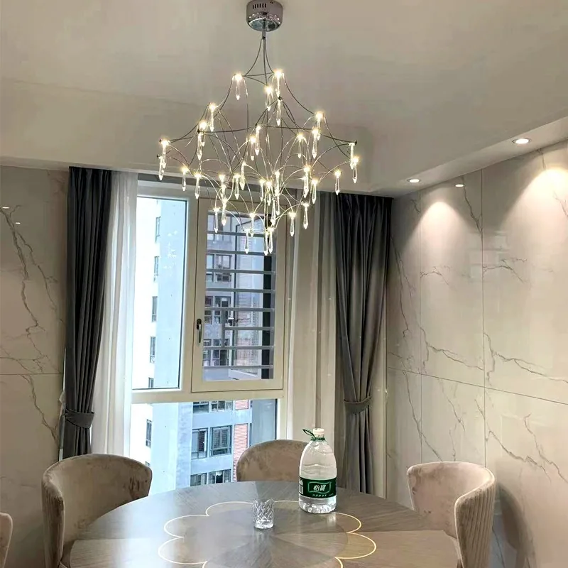 Modern Minimalist Crystal Chandelier — Duplex, Stairwell & Living Room (Model 8868) — view 2
