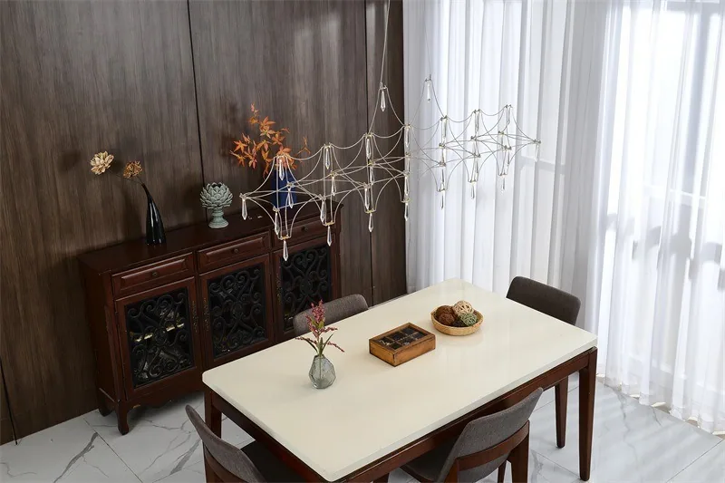 Minimalist Crystal Linear Chandelier — Showroom, Dining Room & Bar Counter — view 8