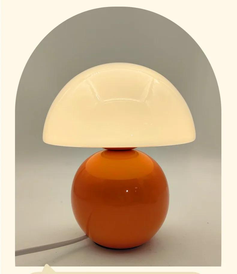 Nordic Cream Ceramic Mushroom Table Lamp — Bedside & Desk — view 16