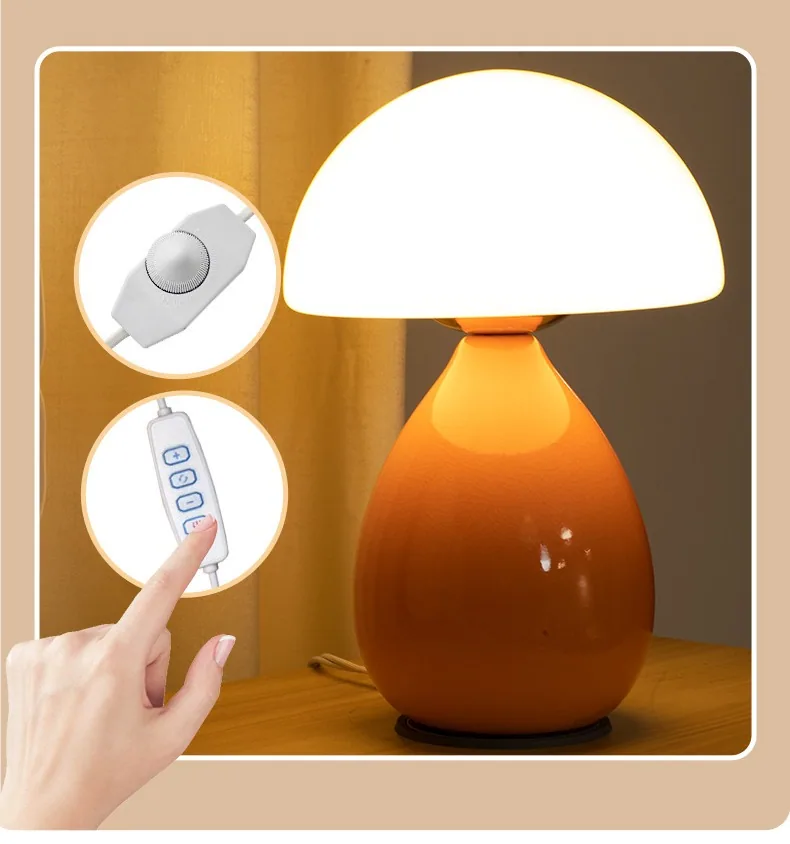 Nordic Ceramic Mushroom Table Lamp — Bedroom & Bedside — view 10