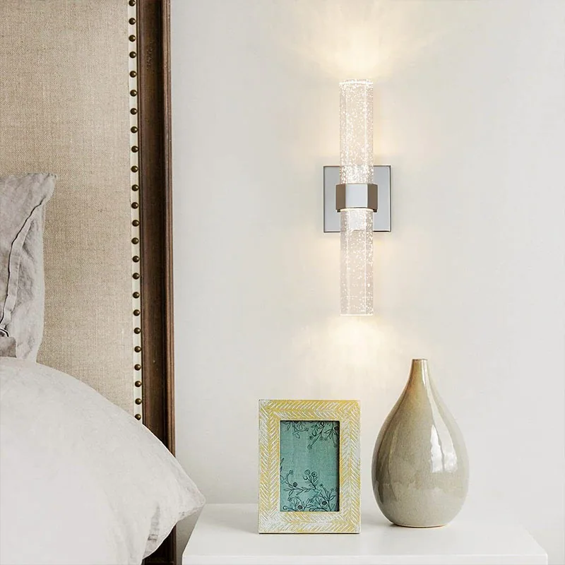 Minimalist Crystal Wall Lamp — Hotel Guest Room — view 3