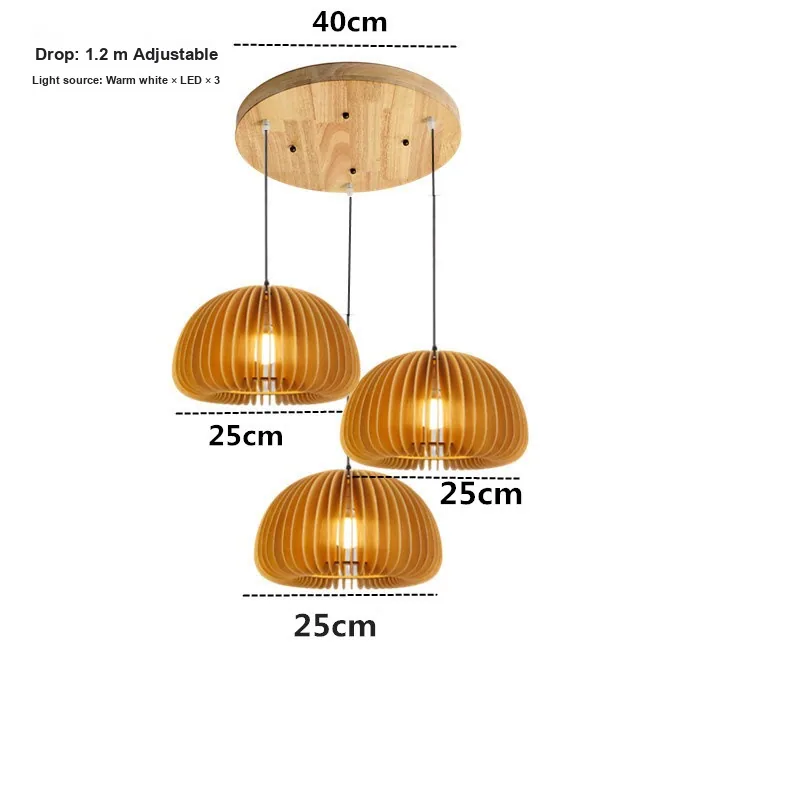 Nordic Solid Wood Chandelier — Bedroom, Bedside & Dining Room — view 10