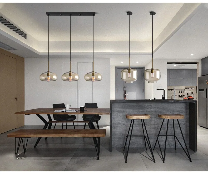 Nordic Glass Single-Head Chandelier — Bar Counter — view 6