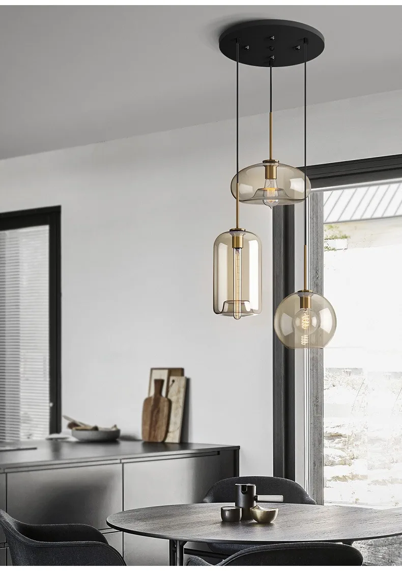 Nordic Glass Single-Head Chandelier — Bar Counter — view 7