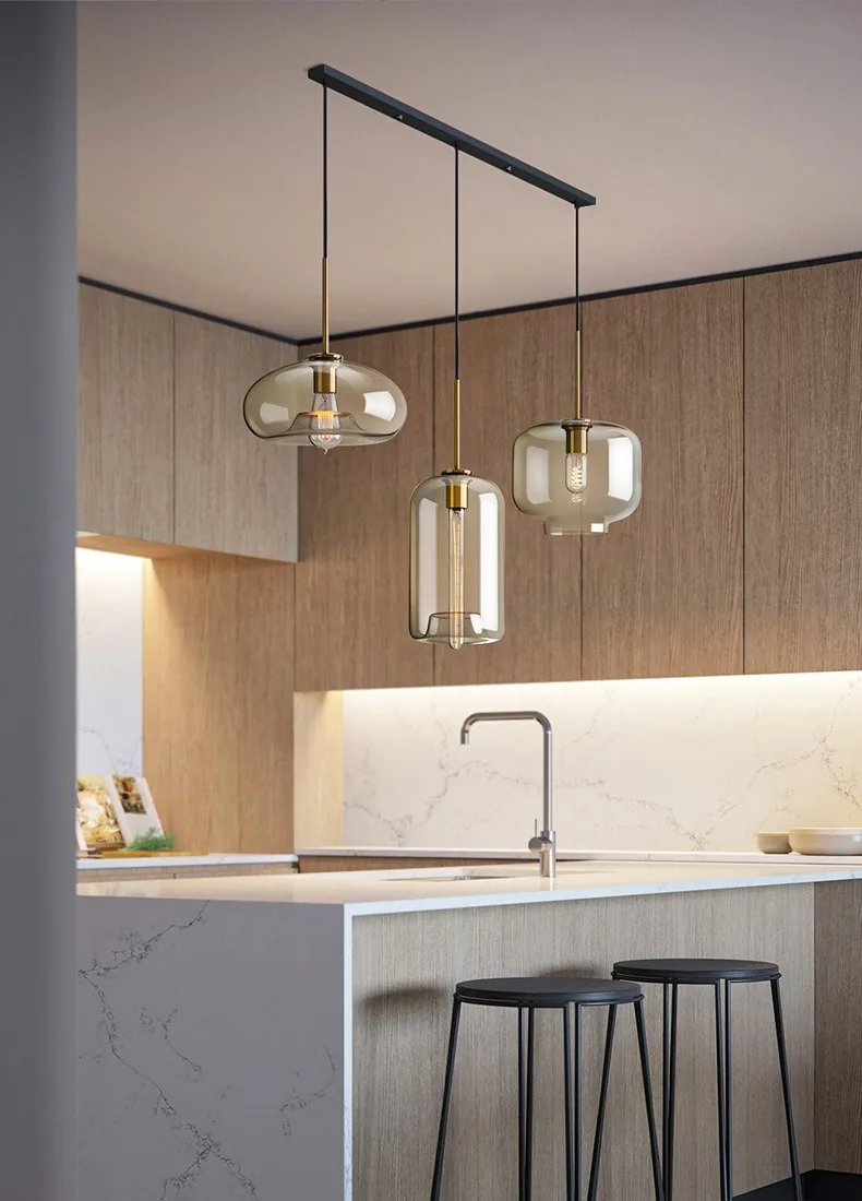 Nordic Glass Single-Head Chandelier — Bar Counter — view 9