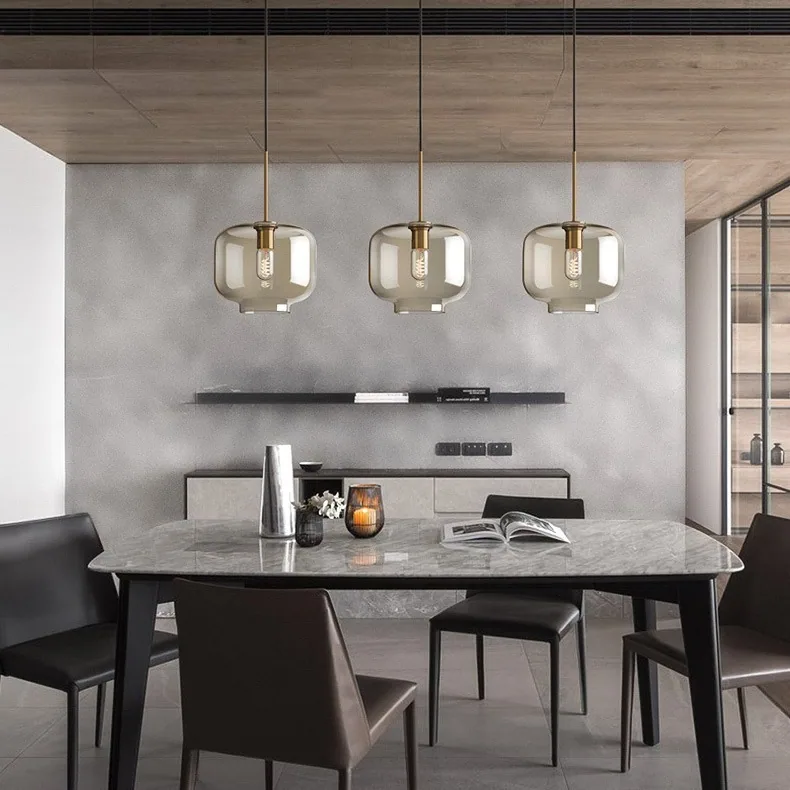 Nordic Glass Single-Head Chandelier — Bar Counter — view 3