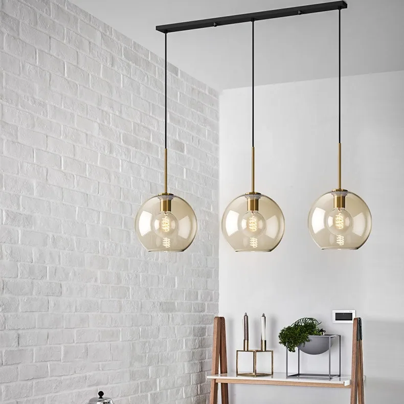 Nordic Glass Single-Head Chandelier — Bar Counter — view 4