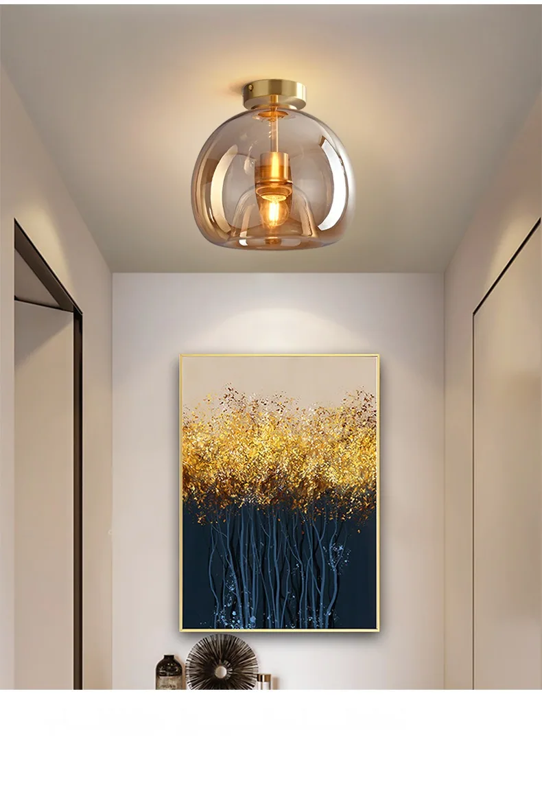 Light Luxury Solid Brass Ceiling Light — Bedroom, Walkway & Corridor — view 13