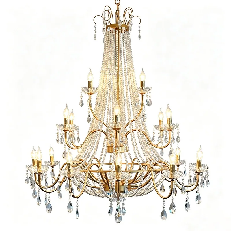 Light Luxury Crystal Chandelier — Villa, Living Room & Bedroom — view 5