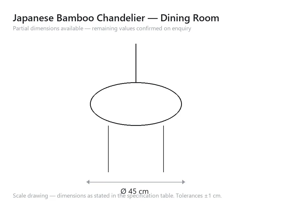 Japanese Bamboo Chandelier — Dining Room — scale drawing, Ø 45 cm