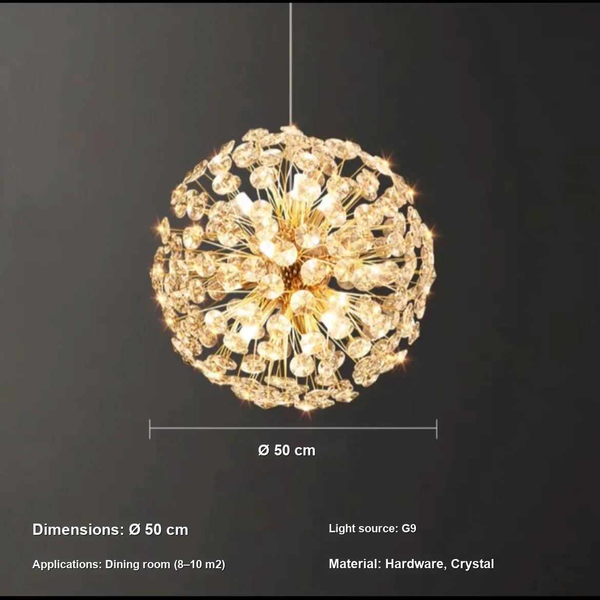 Light Luxury Crystal Round Chandelier — Duplex, Living Room & Dining Room — view 5