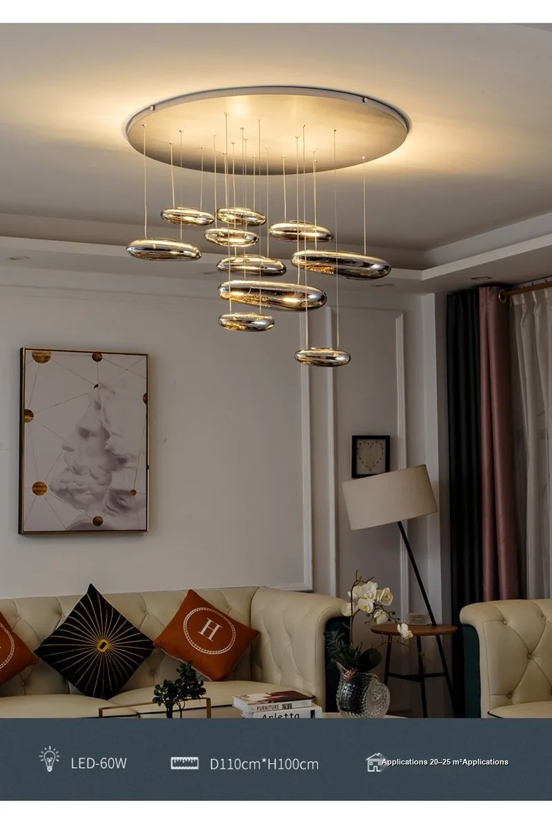 Nordic Glass Chandelier — Living Room & Dining Room — view 12