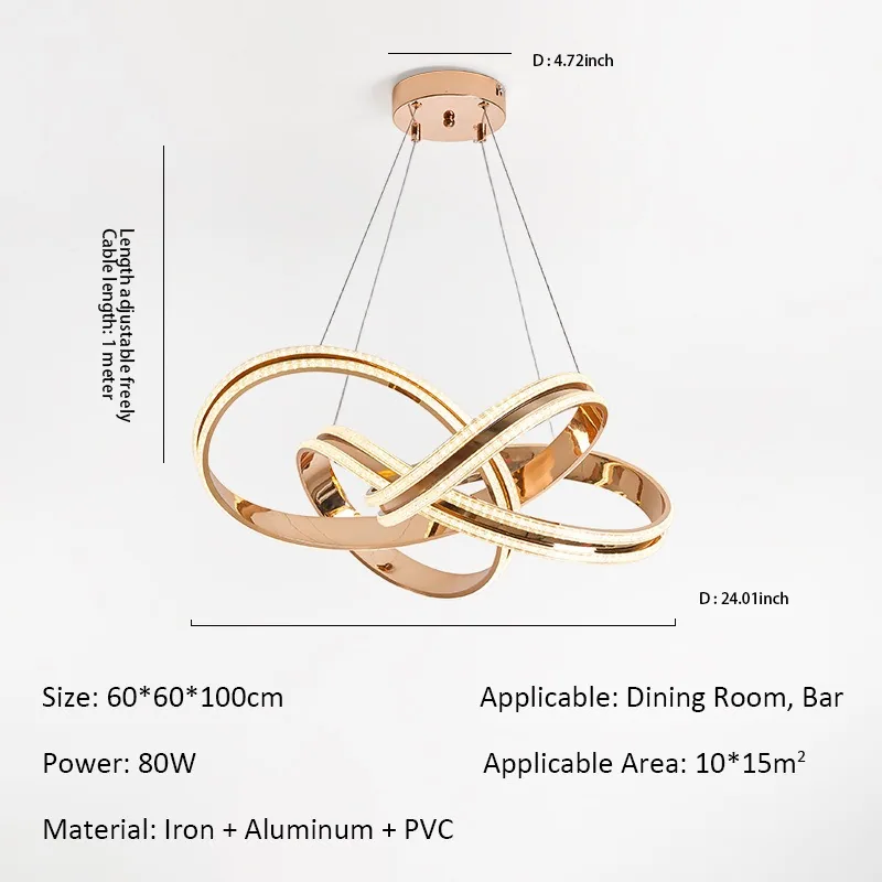 Light Luxury Ring Chandelier — Bedroom & Dining Room — view 6