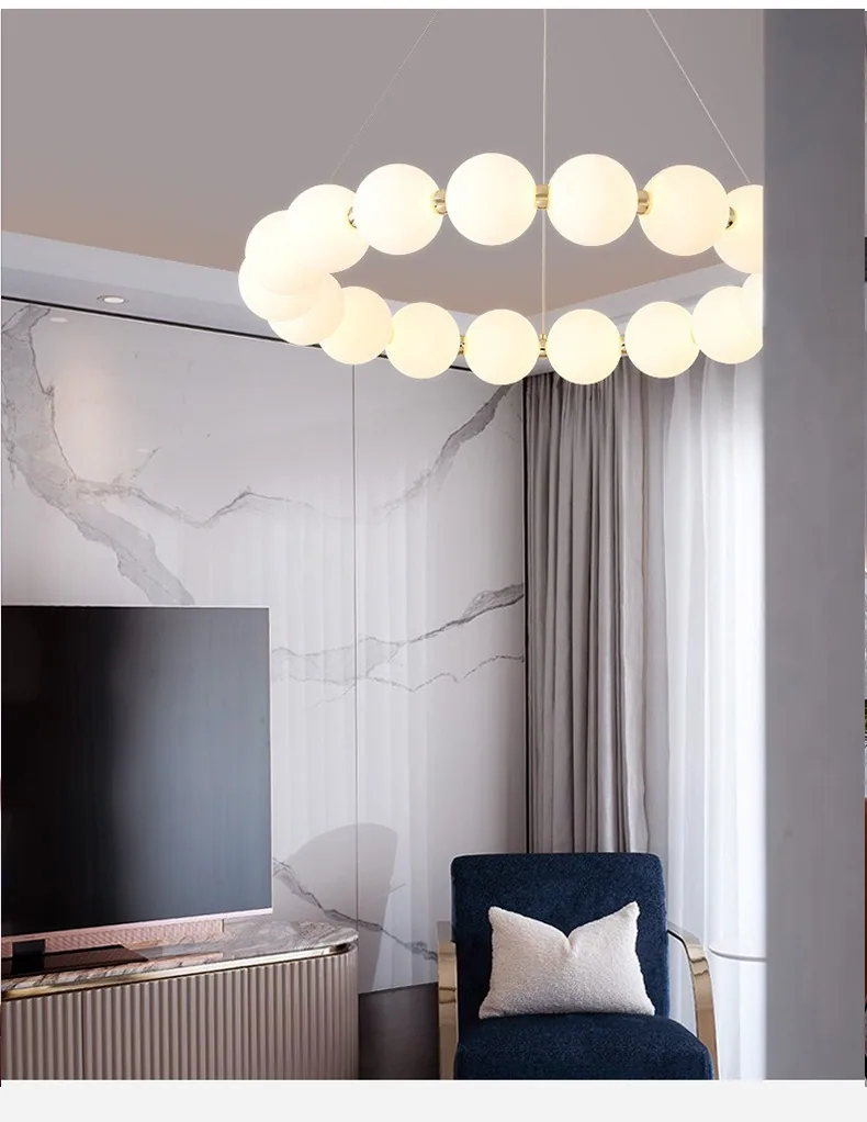Modern Minimalist LED Round Chandelier — Living Room, Bedroom & Dining Room — view 10