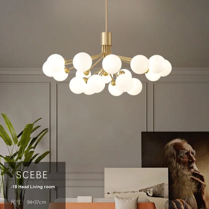Nordic Glass Chandelier — Boutique, Living Room & Bedroom — view 3