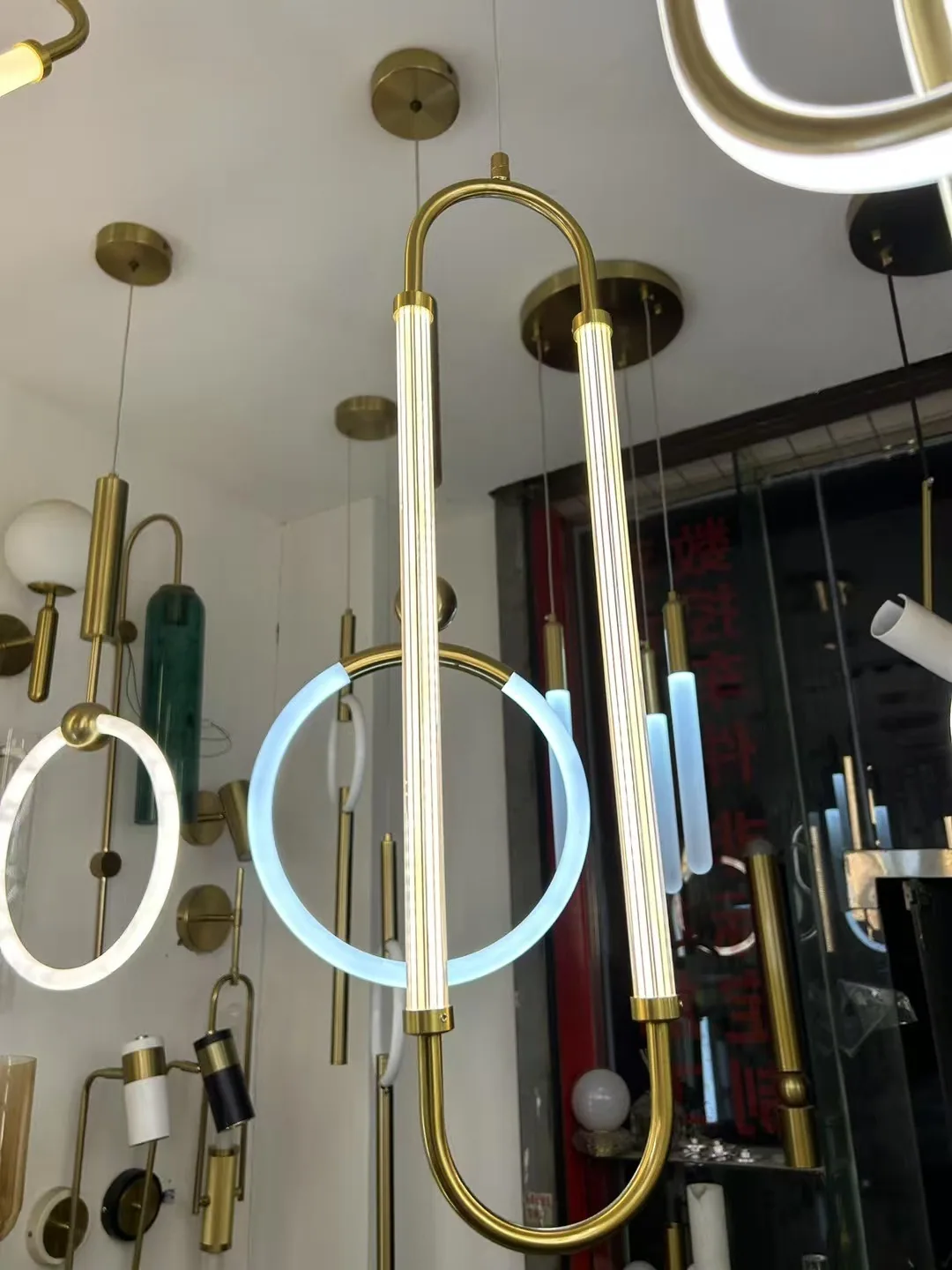 Modern Cord-Hung Chandelier — Living Room, Bedroom & Bedside — view 1