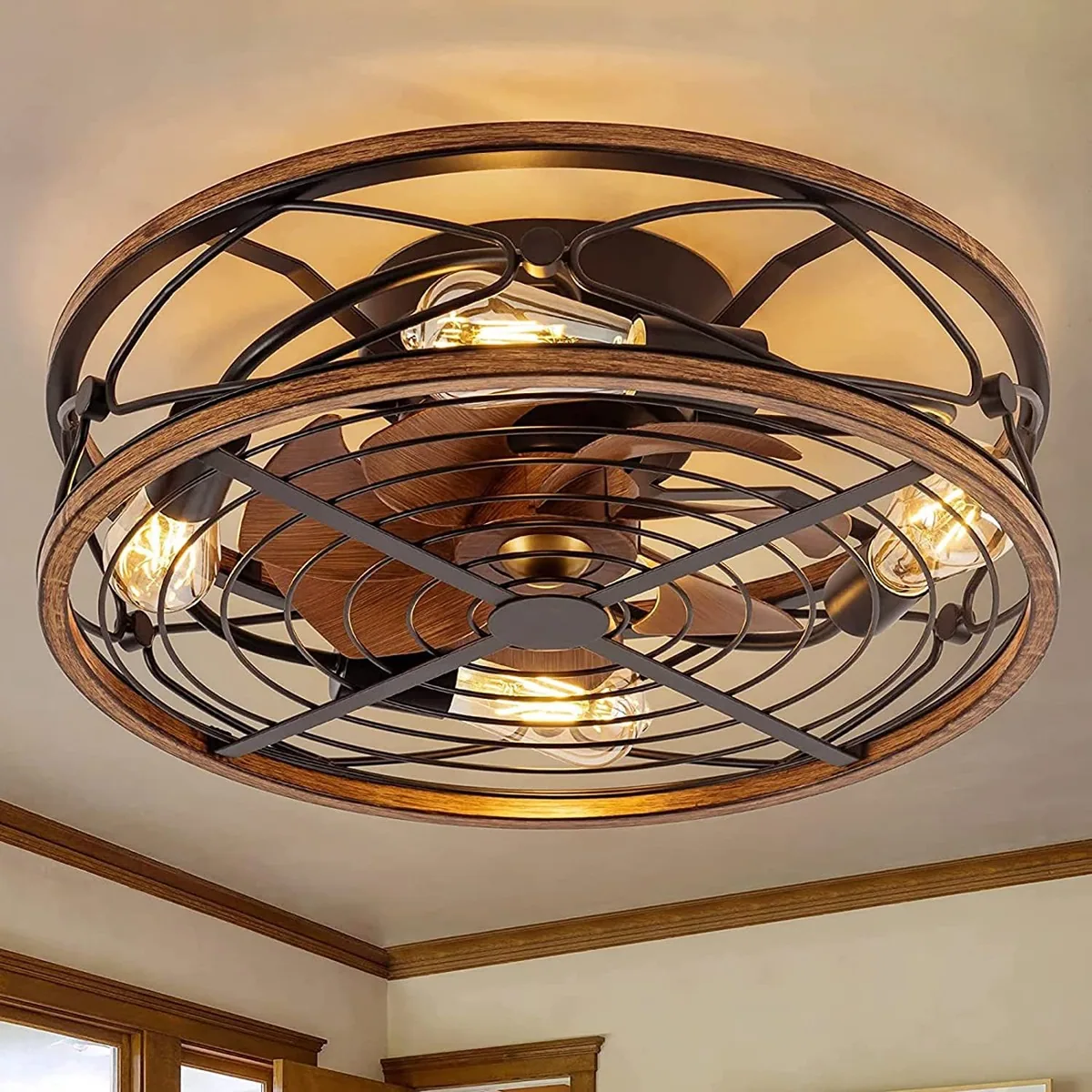 American Variable-Frequency Remote-Controlled Ceiling Fan Light — Living Room, Bedroom & Dining Room — view 6