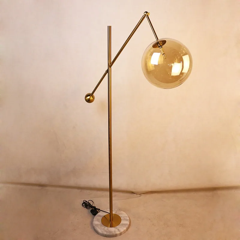 Minimalist Stainless Steel Floor Lamp — Hotel Lobby — view 1