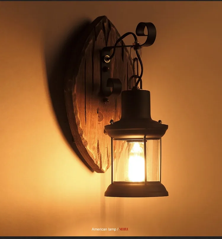Antique Wood Wall Lamp — Dining Room, Walkway & Indoor — view 20