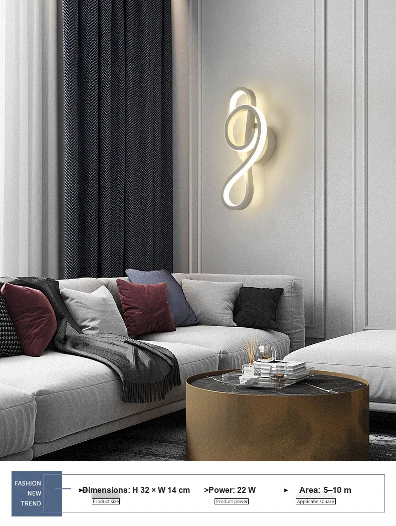 Minimalist Wall Lamp — Living Room, Bedroom & Bedside — view 8