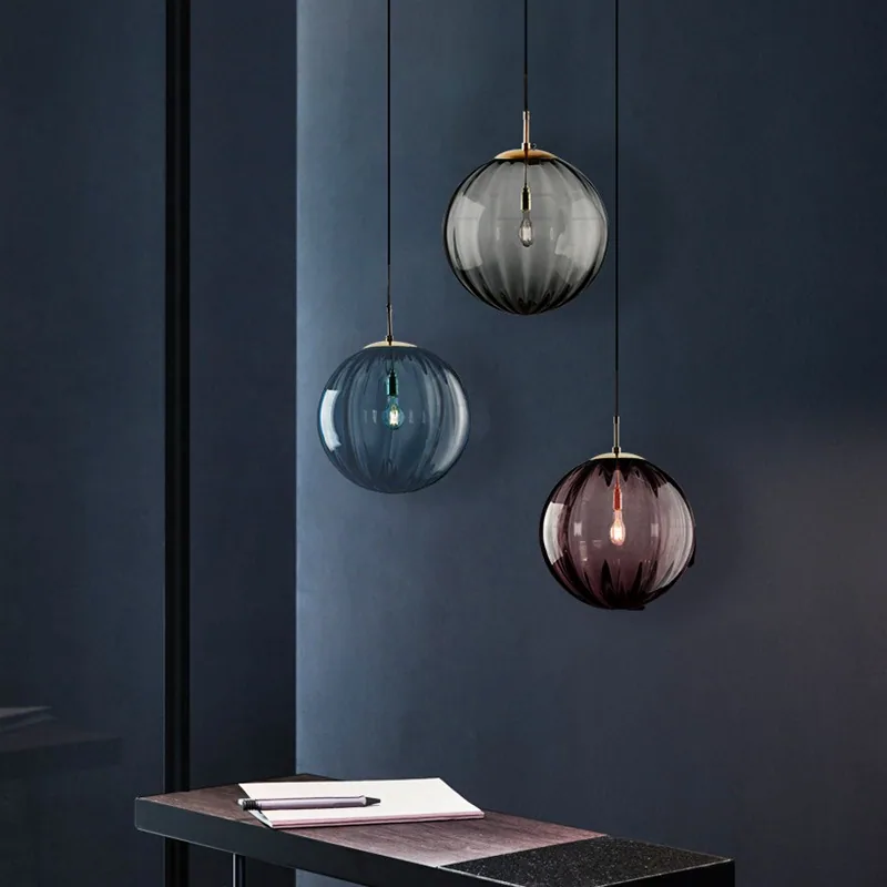 Modern Minimalist Glass Single-Head Chandelier — Dining Room & Bar Counter — view 11