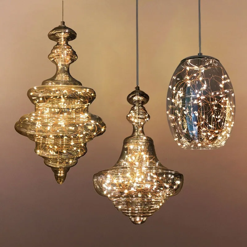 Modern Minimalist Solid Brass Single-Head Chandelier — Bedroom & Bedside — view 1