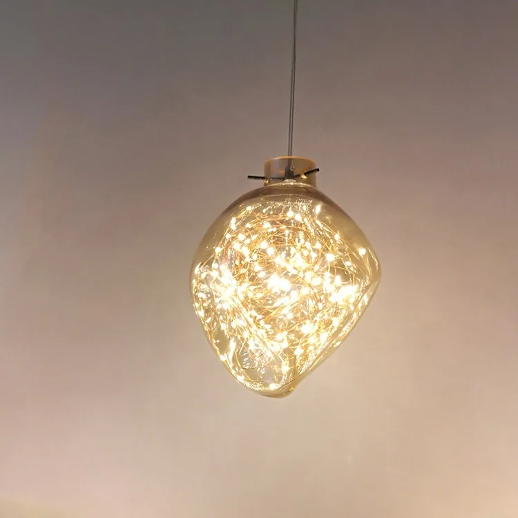 Modern Minimalist Solid Brass Single-Head Chandelier — Bedroom & Bedside — view 10