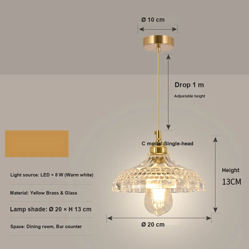 Minimalist Glass Chandelier — Bedroom, Bedside & Dining Room — view 7
