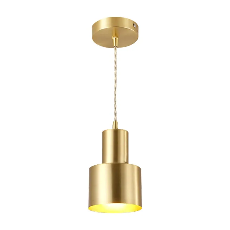 Minimalist Solid Brass Single-Head Chandelier — Bedroom, Bedside & Dining Room — view 5