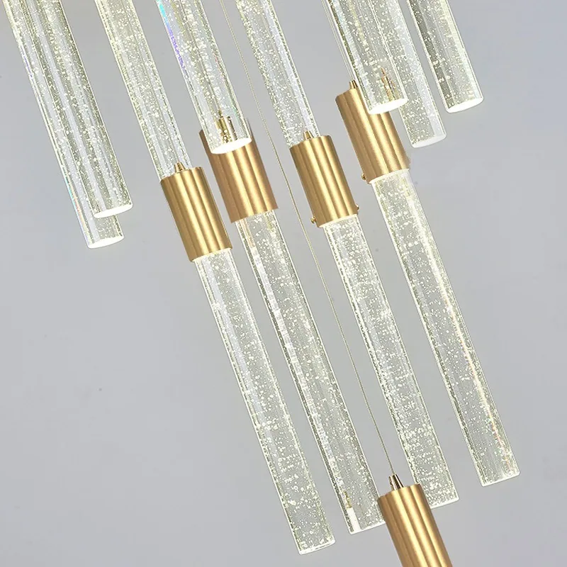 Modern Minimalist Crystal Chandelier — Duplex, Stairwell & Living Room — view 4