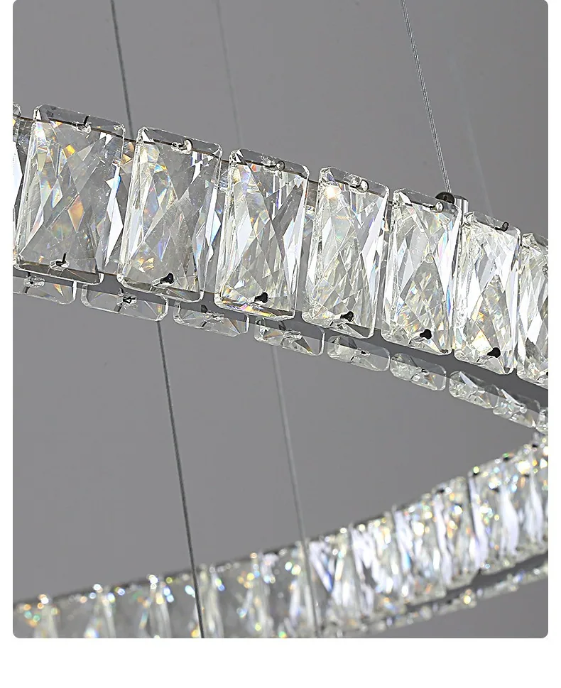 Light-Luxury Crystal Ring Chandelier — Stairwell & Duplex Living Room — view 12