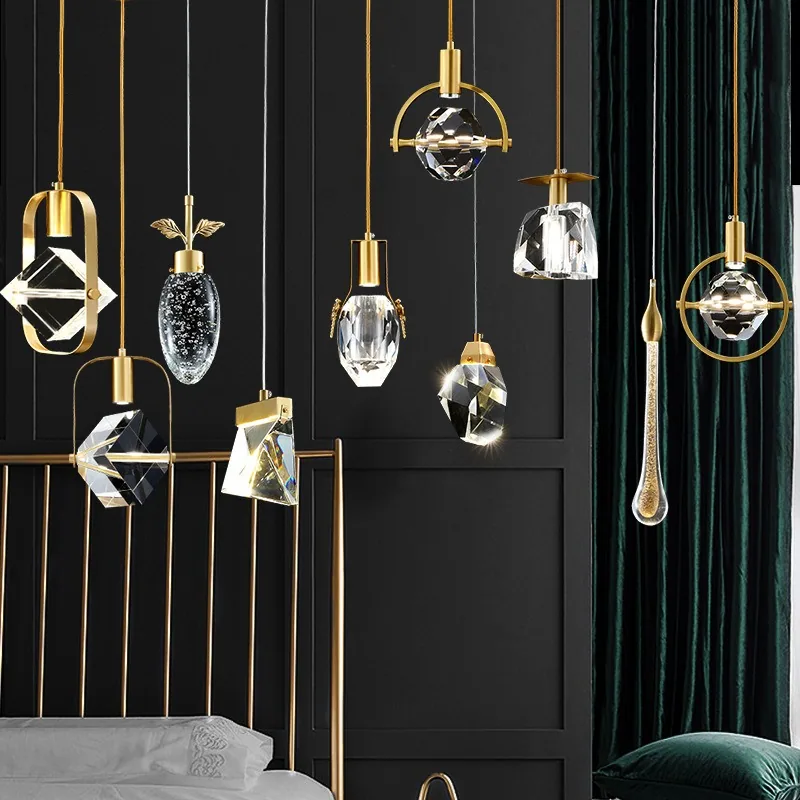 Modern Crystal Single-Head Chandelier — Bedroom, Bedside & Corridor — view 11