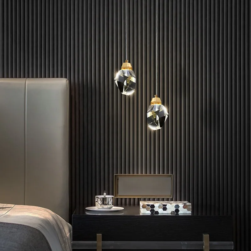 Modern Crystal Single-Head Chandelier — Bedroom, Bedside & Corridor — view 2