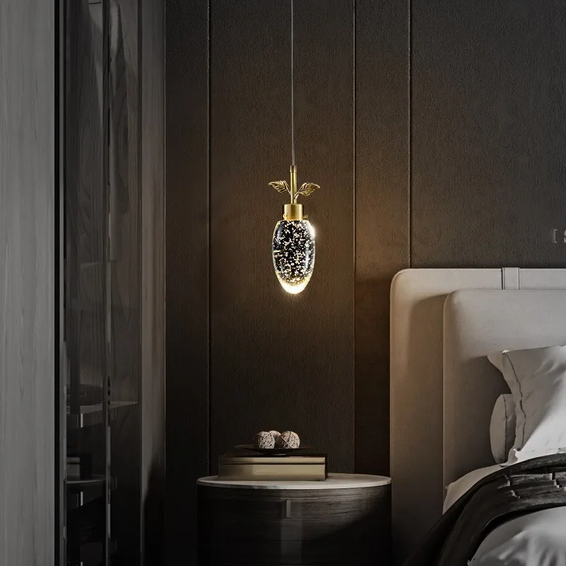 Modern Crystal Single-Head Chandelier — Bedroom, Bedside & Corridor — view 4