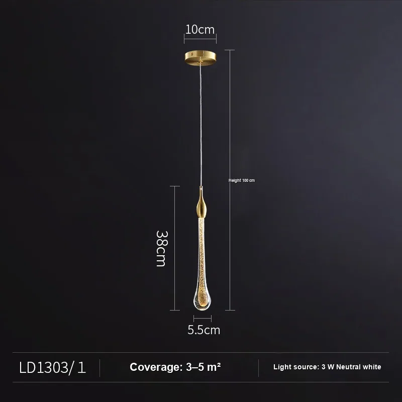 Modern Crystal Single-Head Chandelier — Bedroom, Bedside & Corridor — view 8