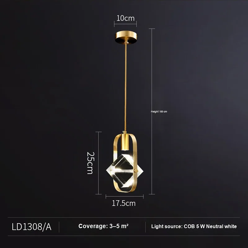 Modern Crystal Single-Head Chandelier — Bedroom, Bedside & Corridor — view 10