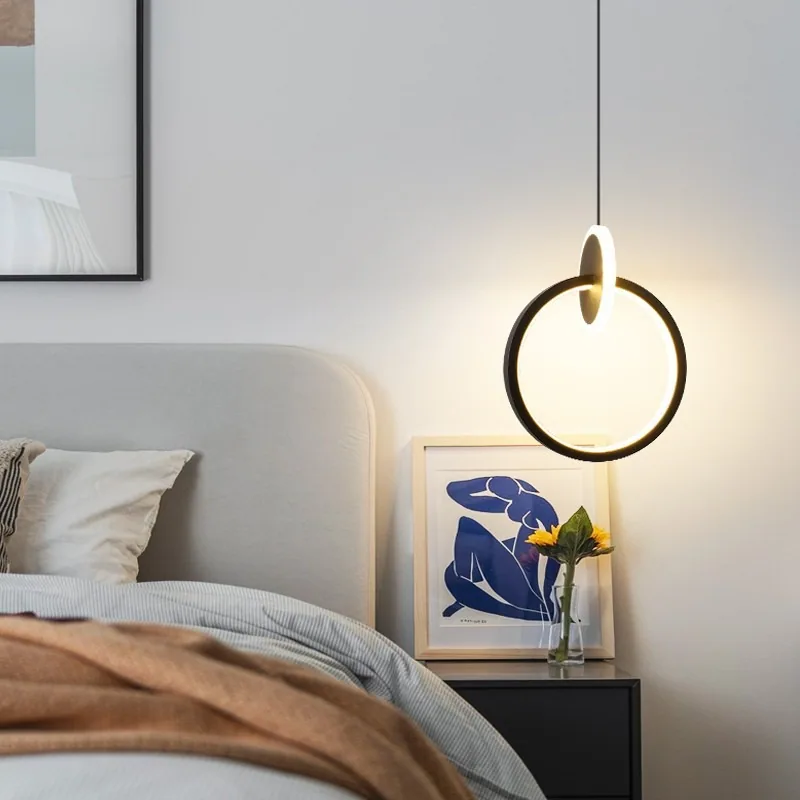 Modern Minimalist Crystal Cord-Hung Chandelier — Stairwell, Bedroom & Bedside — view 7