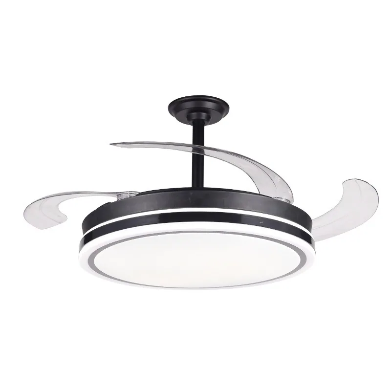 Modern Minimalist Smart Retractable Fan Ceiling Fan Light — Living Room, Bedroom & Dining Room — view 2