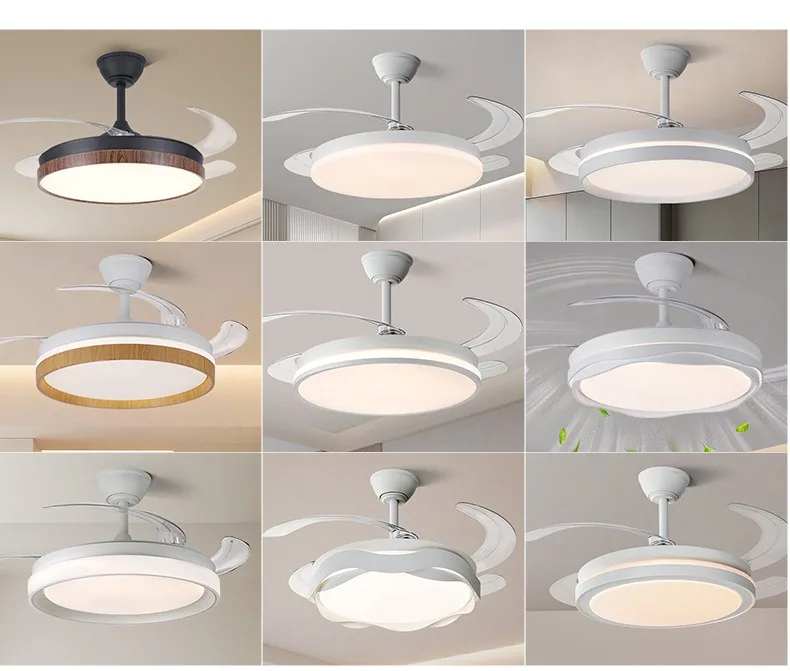 Modern Minimalist Variable-Frequency Retractable Fan Ceiling Fan Light — view 3