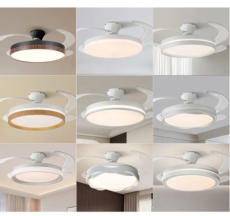 Modern Minimalist Variable-Frequency Retractable Fan Ceiling Fan Light — view 4