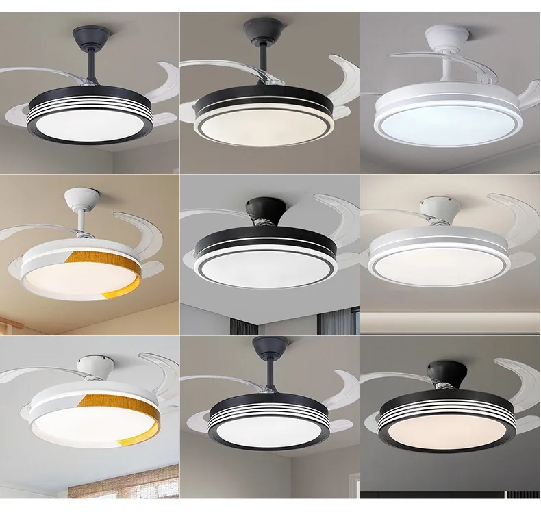 Modern Minimalist Variable-Frequency Retractable Fan Ceiling Fan Light — view 5
