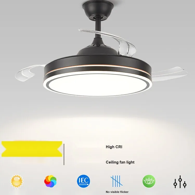 Modern Variable-Frequency Remote-Controlled Ceiling Fan Light — Living Room, Bedroom & Dining Room — view 4
