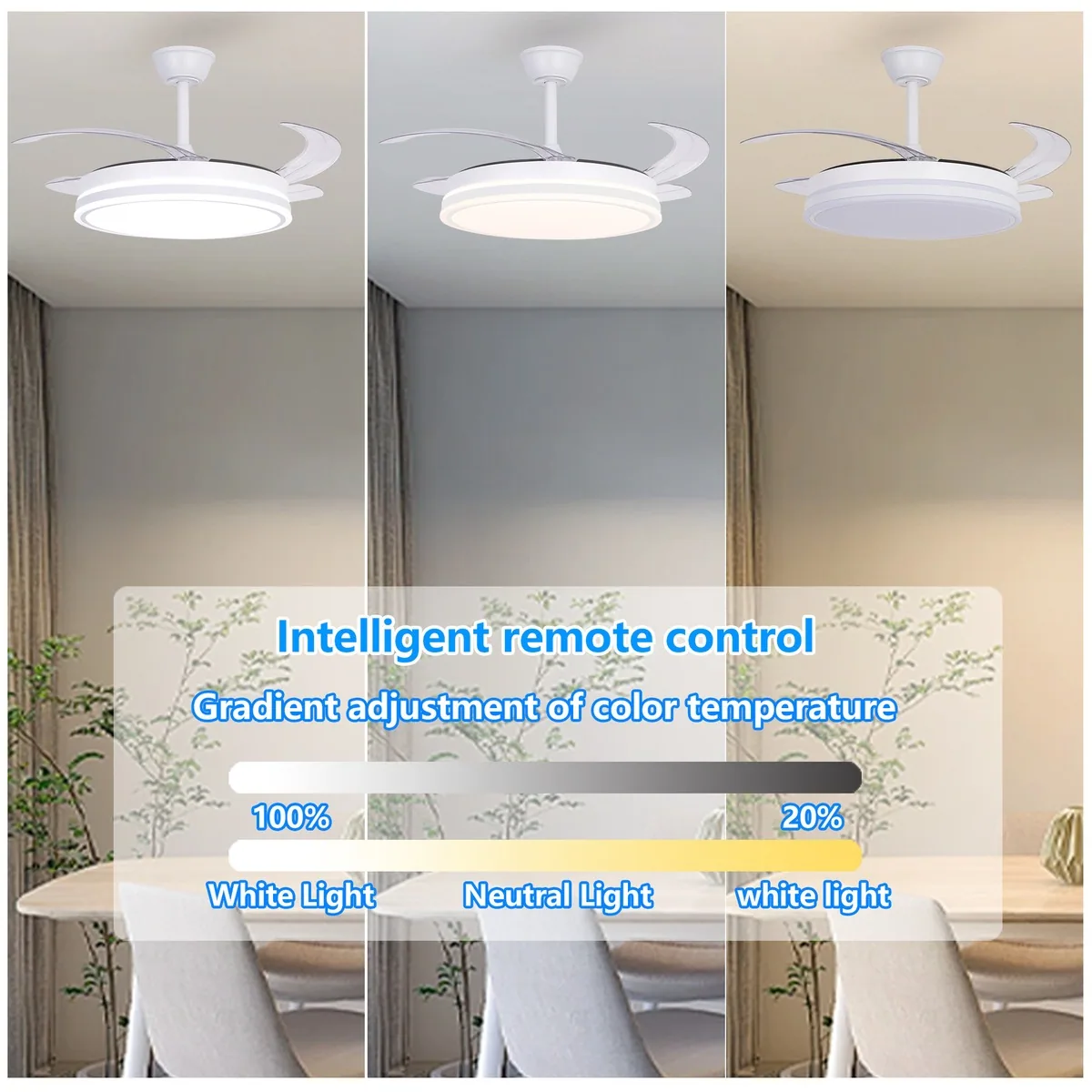 Modern Minimalist LED Variable-Frequency Remote-Controlled Ceiling Fan Light — view 3