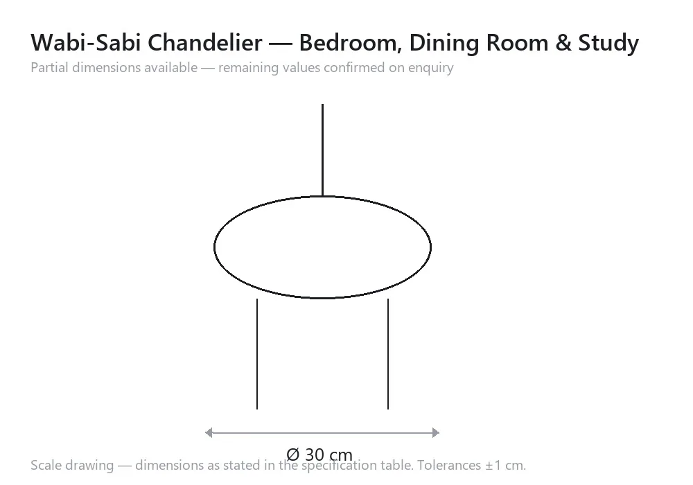 Wabi-Sabi Chandelier — Bedroom, Dining Room & Study — scale drawing, Ø 30 cm